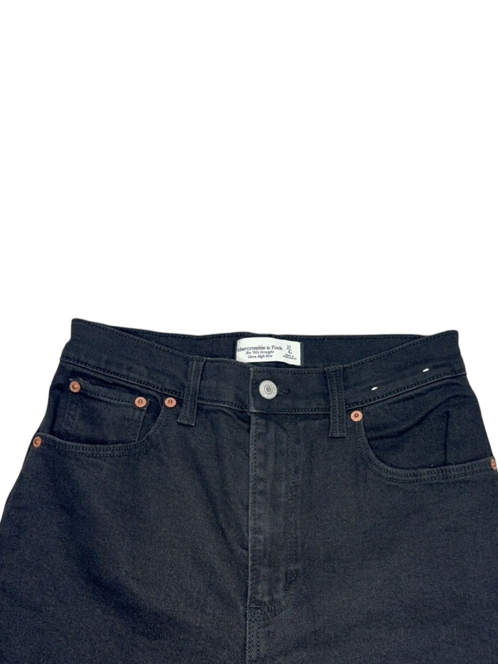 NWOT Abercrombie & Fitch 90’s Ultra Highrise Straight leg Jean 27 black - Picture 4 of 6